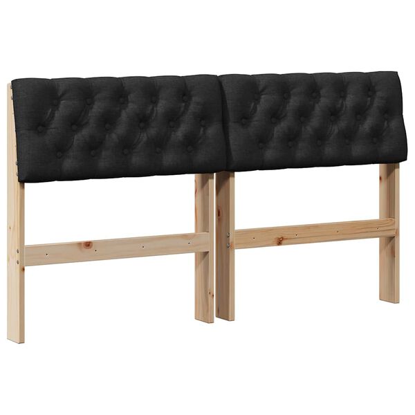 vidaXL T&ecirc;te de lit capitonn&eacute;e Noir 140 cm Pin massif