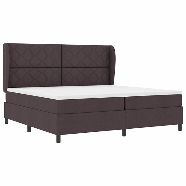 vidaXL Lit &agrave; ressorts avec matelas Marron fonc&eacute; 200 x 200 cm tissu