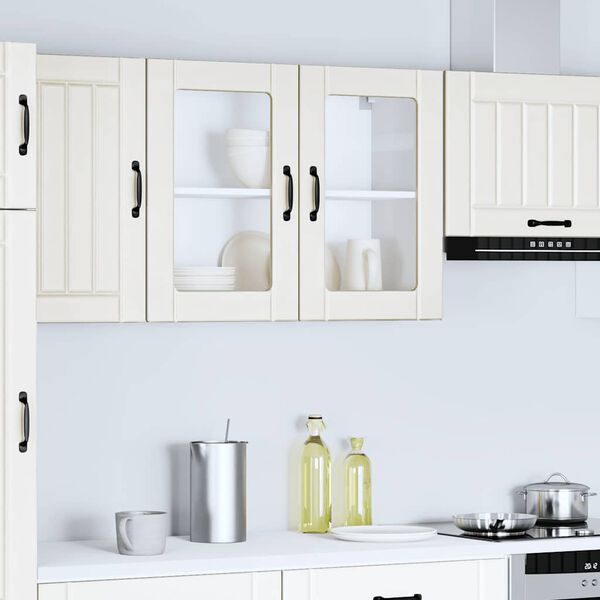 vidaXL Armoire murale de cuisine avec porte en verre Lucca blanc