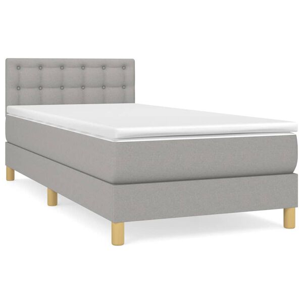 vidaXL Sommier &agrave; lattes de lit avec matelas Gris clair 100x200cm Tissu