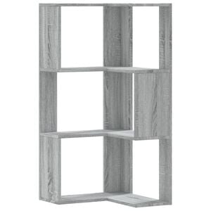 vidaXL Biblioth&egrave;que d'angle &agrave; 3 niveaux sonoma gris bois d'ing&eacute;nierie