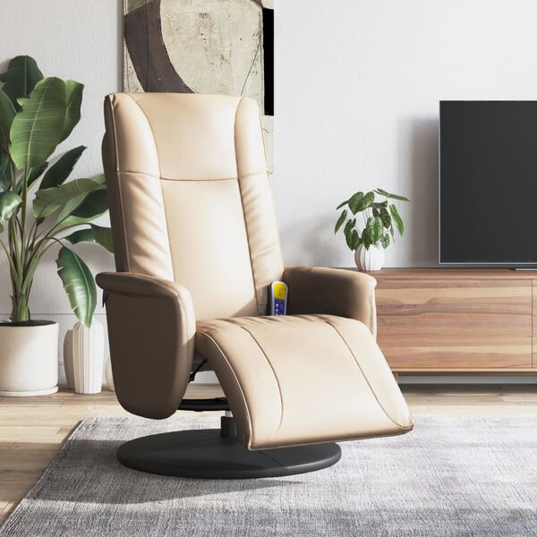 vidaXL Fauteuil inclinable de massage repose-pieds cappuccino