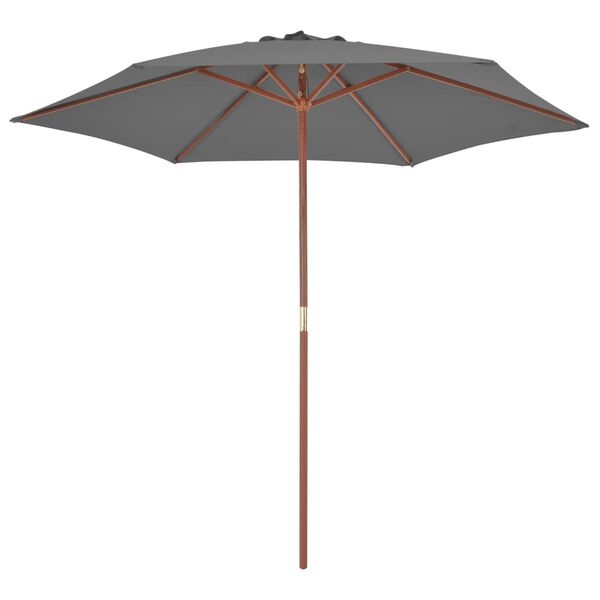 vidaXL Parasol d'ext&eacute;rieur avec m&acirc;t en bois 270 cm Anthracite