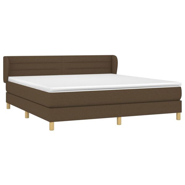 vidaXL Sommier &agrave; lattes de lit avec matelas Marron fonc&eacute; 180x200 cm