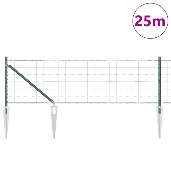 vidaXL Cl&ocirc;ture avec poteau Vert 0,6 x 25 m Acier et PVC