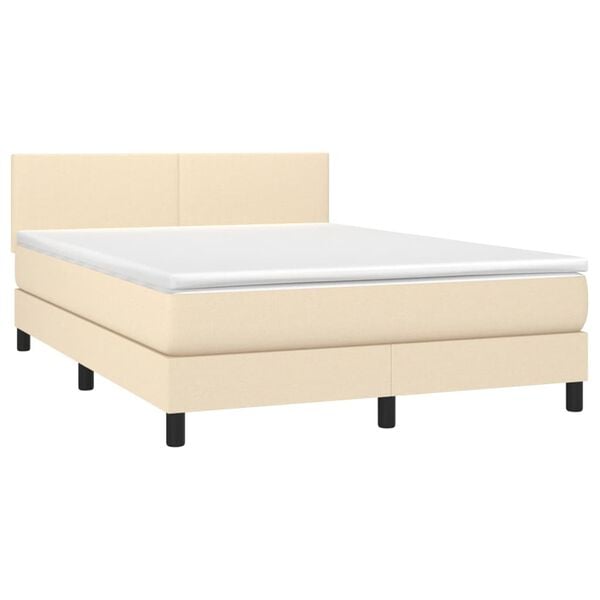 vidaXL Sommier &agrave; lattes de lit avec matelas Cr&egrave;me 140x190 cm Tissu