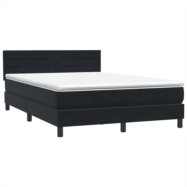 vidaXL Sommier &agrave; lattes de lit avec matelas noir 160x210 cm velours