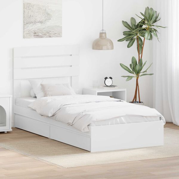 vidaXL Lit de Rangement Blanc 90 x 190 cm Bois d'ingénierie