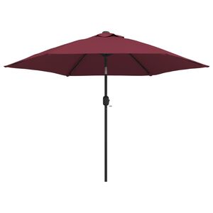 vidaXL Parasol de jardin avec lumi&egrave;res LED m&acirc;t en acier rouge bordeaux