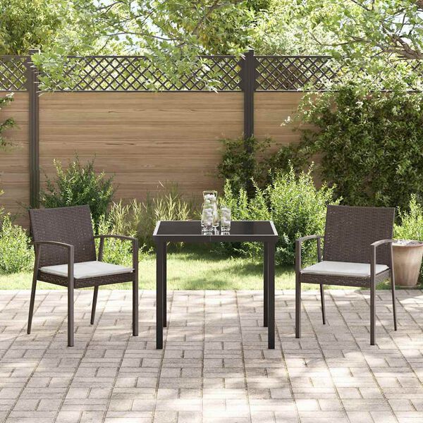 vidaXL Ensemble de salle à manger pour jardin 3 pcs Marron et Noir