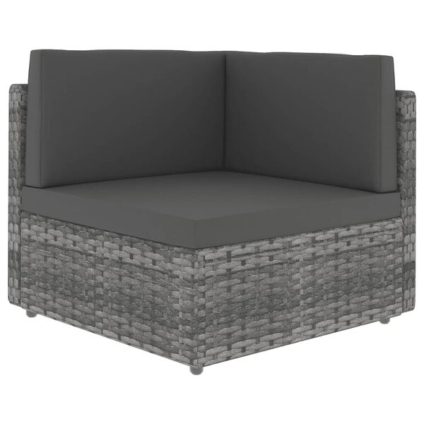 vidaXL Salon de jardin 9 pcs avec coussins Gris Résine tressée