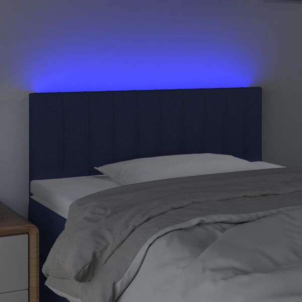 vidaXL T&ecirc;te de lit &agrave; LED Bleu 90x5x78/88 cm Tissu