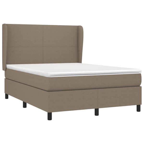 vidaXL Sommier &agrave; lattes de lit avec matelas Taupe 140x200 cm Tissu