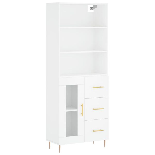 vidaXL Buffet haut Blanc 69,5x34x180 cm Bois d'ing&eacute;nierie