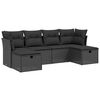 vidaXL Salon de jardin 6 pcs avec coussins noir r&eacute;sine tress&eacute;e