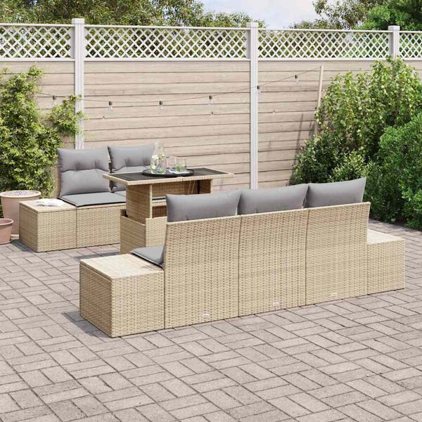 vidaXL Ensemble de canap&eacute; de jardin R&eacute;glable 6 pcs Beige et Gris clair