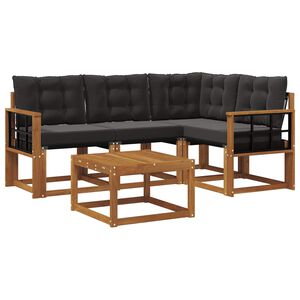 vidaXL Ensemble de canap&eacute;s d'ext&eacute;rieur 5 pcs Naturel et Noir