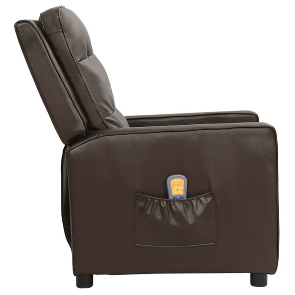 vidaXL Fauteuil de massage marron similicuir brillant