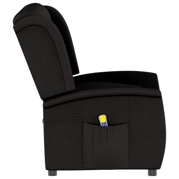 vidaXL Fauteuil de massage inclinable à 3 places noir tissu microfibre