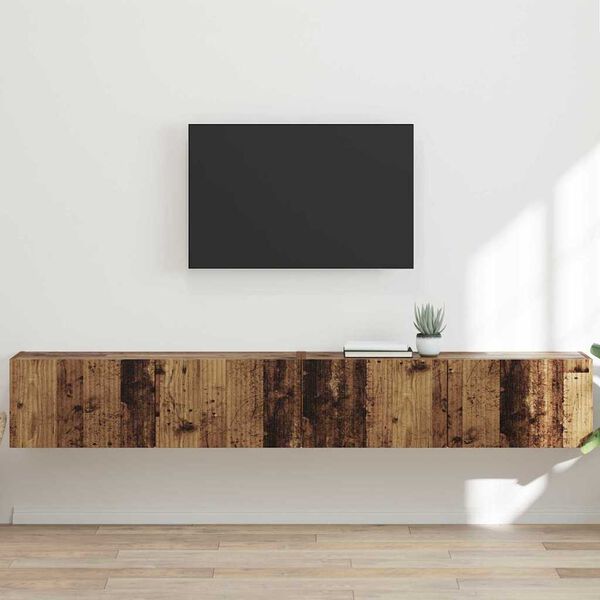 vidaXL Meuble TV mural 2 pcs Bois Ancien 98 x 31 x 29,5 cm