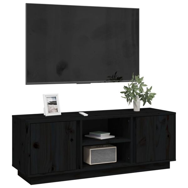 vidaXL Meuble TV Noir 110x35x40,5 cm Bois de pin massif