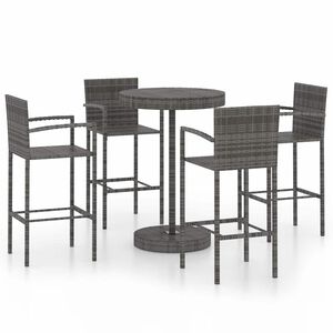vidaXL Ensemble de bar de jardin 5 pcs R&eacute;sine tress&eacute;e Gris