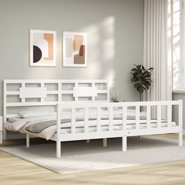 vidaXL Cadre de lit sans matelas blanc bois massif de pin