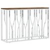 vidaXL Table console acier inoxydable et bois massif de r&eacute;cup&eacute;ration