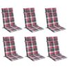 vidaXL Coussins de chaise &agrave; dossier haut lot de 6 carreaux rouge