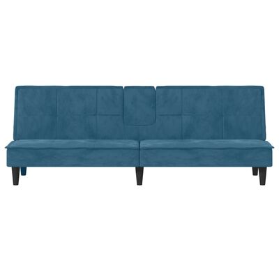 vidaXL Canapé-lit avec porte-gobelets bleu velours