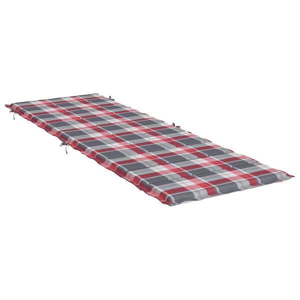 vidaXL Coussin de chaise longue à carreaux rouge 186x58x4 cm