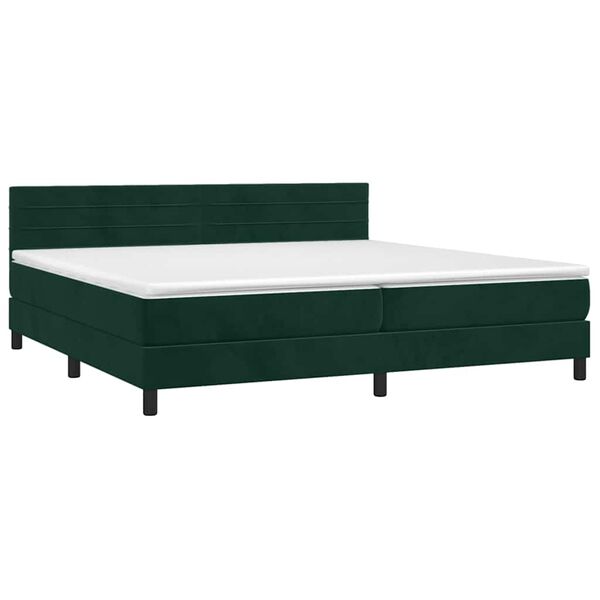 vidaXL Sommier &agrave; lattes de lit et matelas Vert fonc&eacute; 200x200cm Velours