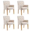vidaXL Chaises &agrave; manger avec accoudoirs lot de 4 beige tissu