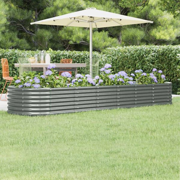 vidaXL Lit surélevé de jardin Acier galvanisé 296x80x36 cm gris