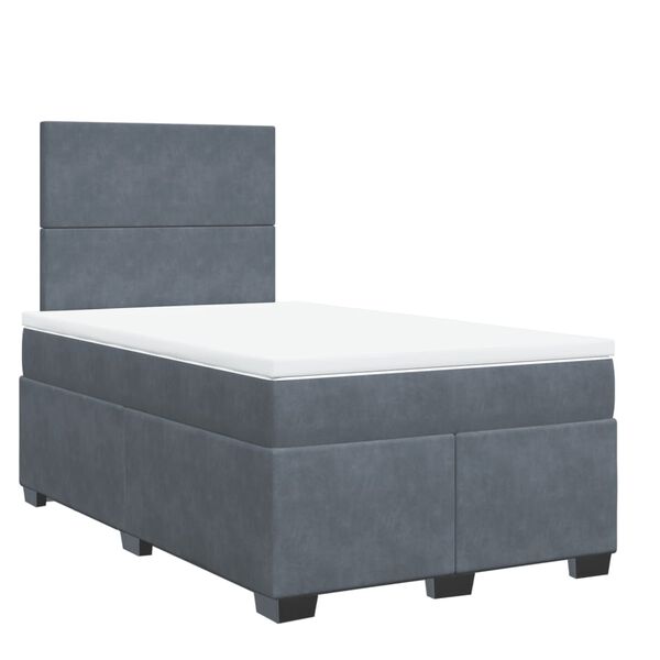 vidaXL Sommier &agrave; lattes de lit et matelas gris fonc&eacute; 120x190cm velours