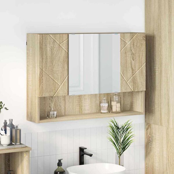 vidaXL Armoire Miroir Ch&ecirc;ne Sonoma 80 x 17 x 55 cm Bois d'ing&eacute;nierie
