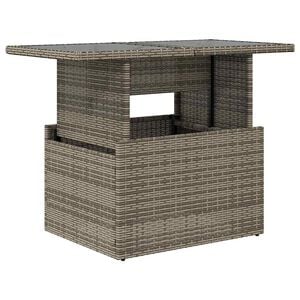 vidaXL Table de jardin dessus en verre gris 100x55x73cm r&eacute;sine tress&eacute;e