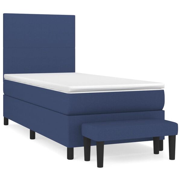 vidaXL Sommier &agrave; lattes de lit avec matelas Bleu 90x190 cm Tissu