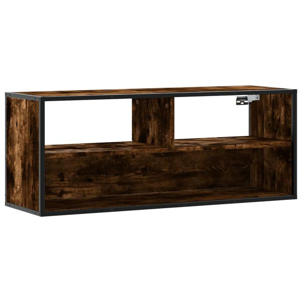 vidaXL Meuble TV ch&ecirc;ne fum&eacute; 100x31x39,5 cm bois d'ing&eacute;nierie et m&eacute;tal
