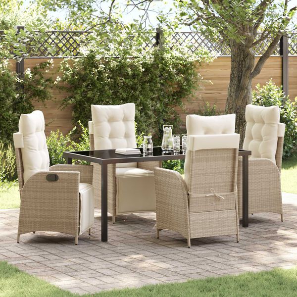vidaXL Ensemble de salle &agrave; manger pour jardin 5 pcs Beige polyrotin
