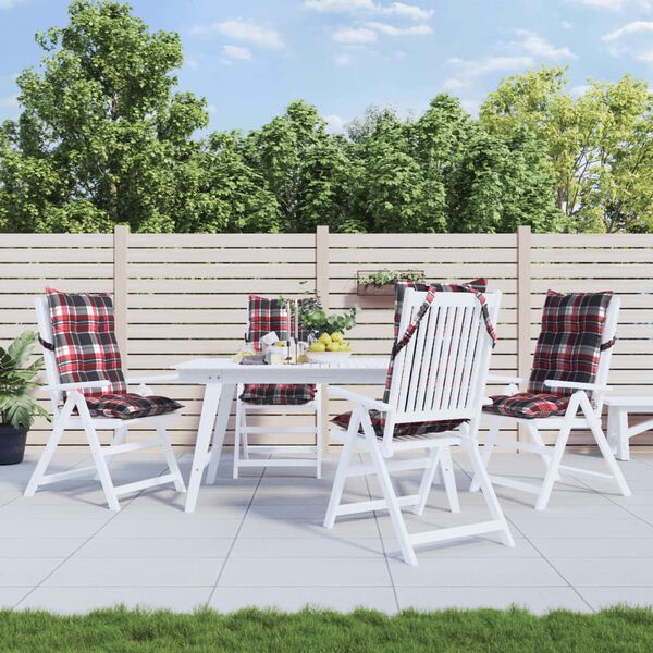 vidaXL Coussins de chaise &agrave; dossier haut lot de 4 motif carreaux rouge