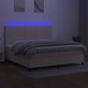 vidaXL Sommier &agrave; lattes de lit et matelas et LED Cr&egrave;me 200x200cm Tissu