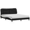 vidaXL Lit avec matelas Hvar noir et blanc 160x200 cm similicuir