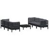 vidaXL Salon de jardin 7 pcs avec coussins anthracite bois de pin