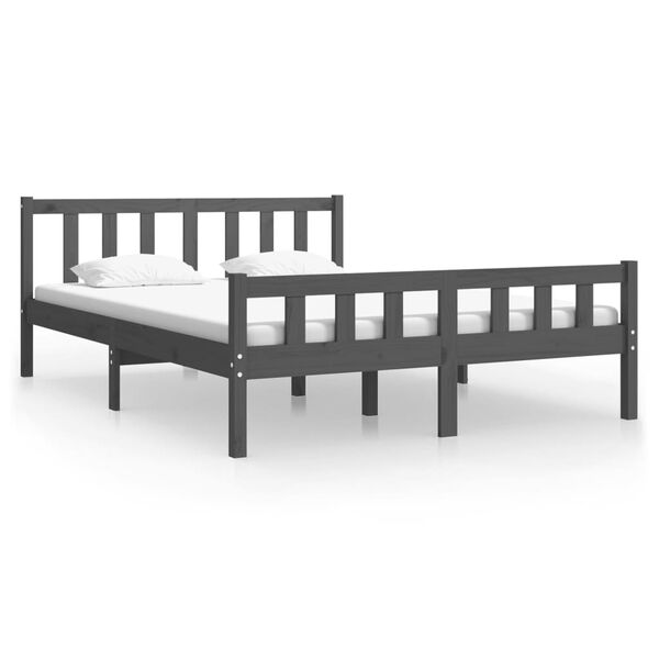 vidaXL Cadre de lit sans matelas gris bois massif 140x190 cm