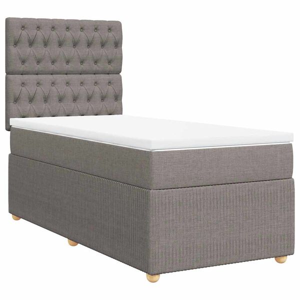 vidaXL Sommier &agrave; lattes de lit avec matelas Taupe 90x190 cm Tissu