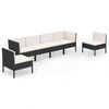 vidaXL Salon de jardin 6 pcs avec coussins r&eacute;sine tress&eacute;e noir