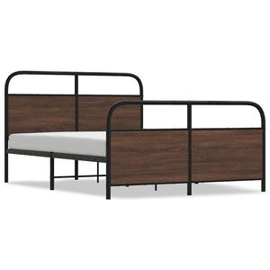 vidaXL Cadre de lit en m&eacute;tal sans matelas ch&ecirc;ne marron 140x190 cm