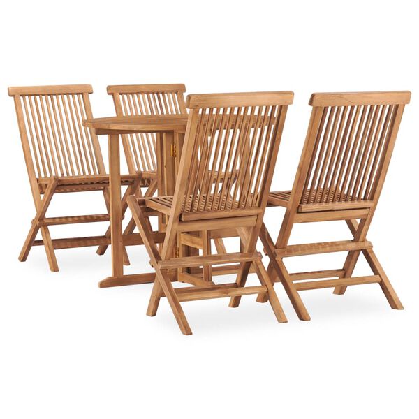 vidaXL Ensemble &agrave; manger d'ext&eacute;rieur pliable 5 pcs Bois solide de teck