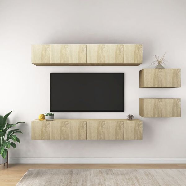 vidaXL Meubles TV 8 pcs Ch&ecirc;ne sonoma Bois d'ing&eacute;nierie